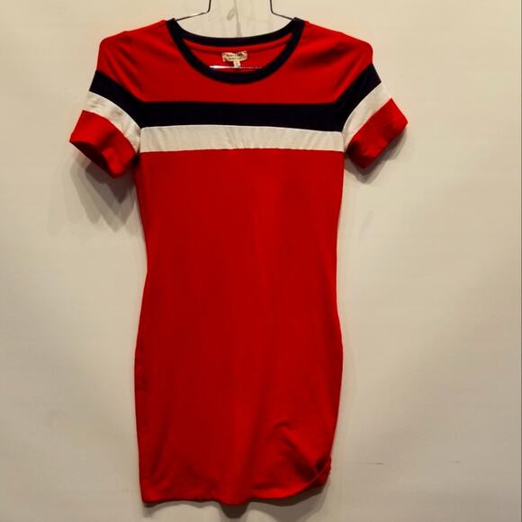 Heart & Hips Stretch Dress Slip On Red White Blue Juniors Size L - Picture 1 of 9